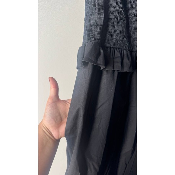 Caroline Constas Black Smocked Poplin Ruffle Tiered Off the Shoulder Dress M - Picture 5 of 7